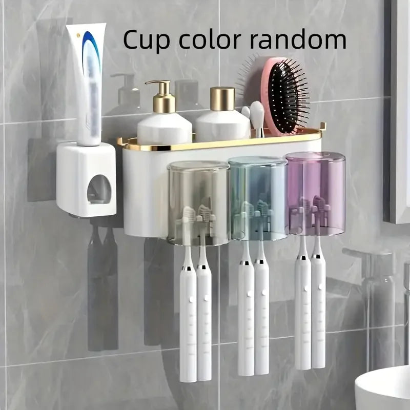 PureBrill WallSet | Zahnputzstation Mit Spender | Ohne Bohren | Für Familien & Paare