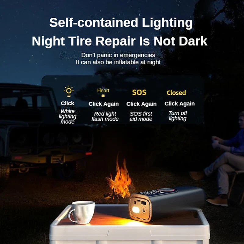 MaxiPump Digitale Akku-Luftpumpe | Präzise Druckkontrolle & LED-Licht | Für Auto, Fahrrad, Ball & Outdoor | USB-kabellos & Powerbank