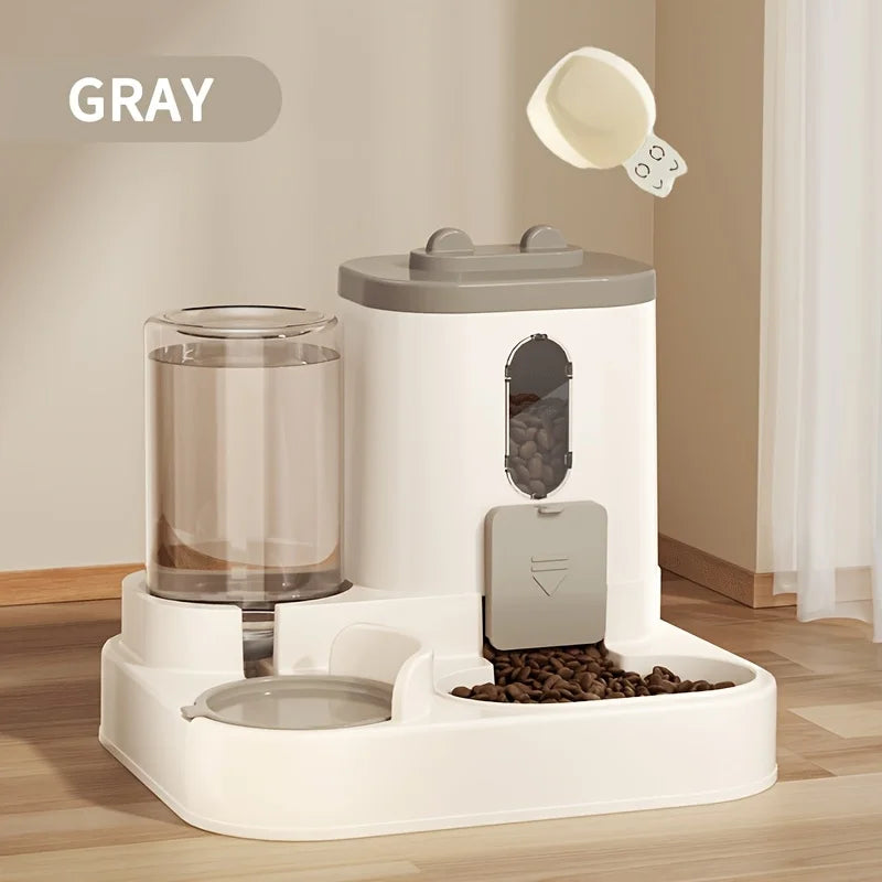 Petora | Automatischer Futter- & Wasserspender ohne Strom | 2-in-1 System mit Edelstahlnäpfen & Anti-Rutsch-Füßen | Ideal für Katzen & kleine Hunde