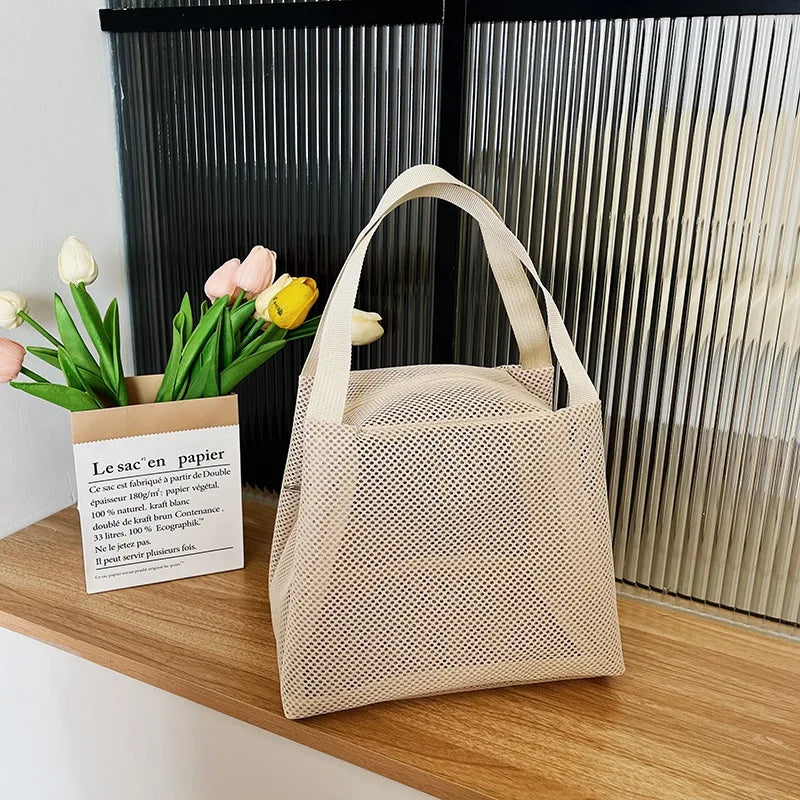 FlexiCarry Mesh-Tasche mit Griff | Leicht & Vielseitig | Für Reise, Strand & Kosmetik