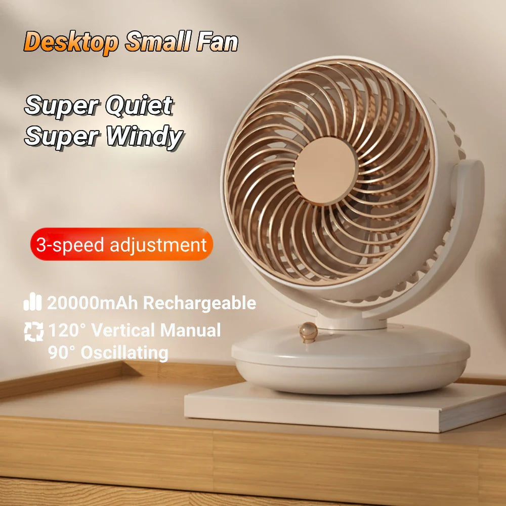 AirWhirl Tischventilator | Kompakt & Leise mit 360° Rotation