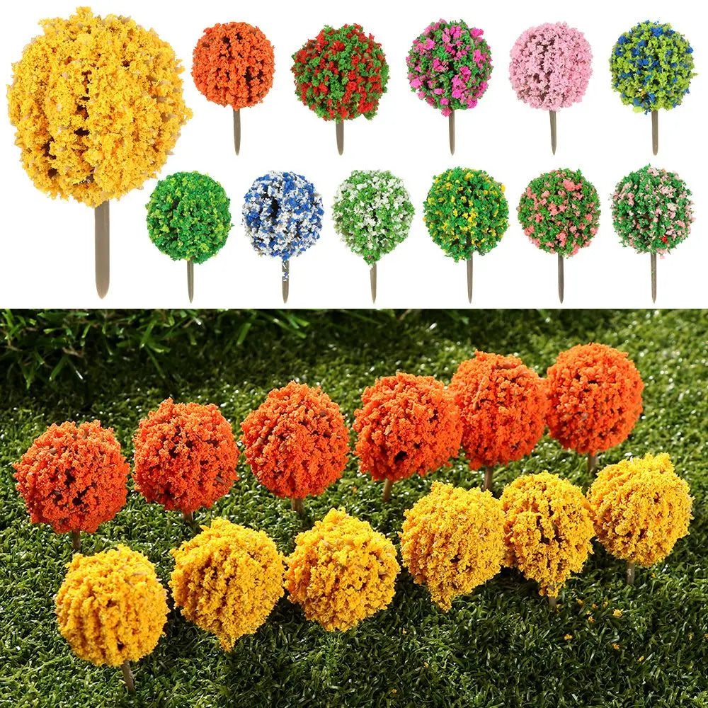 Floranimo Mini Bäume | 10er Set | Bunt & Realistisch | Für Modelle & Dioramen | Flexible Deko-Idee