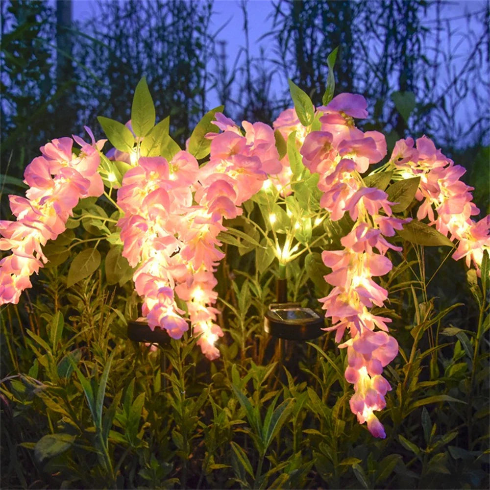LumiBloom Solar Gartenleuchten | Wisteria-Design | Wasserdicht & Energieeffizient | 2 Lichtmodi