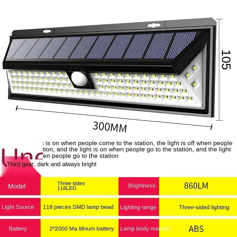 SafeRay 90 LED Solarleuchte | 3 Modi | Bewegungssensor | Wetterfest | Für Garten & Hof
