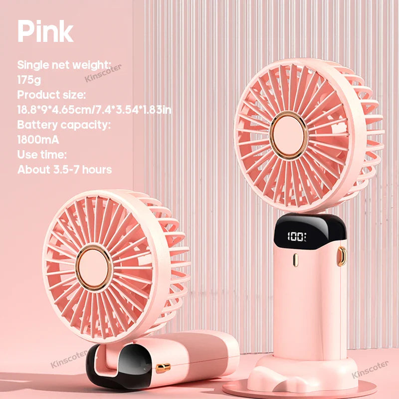 Airlio BreezeFlex | Mini-Ventilator 3-in-1 | Powerbank & LED-Display | 5 Windstufen | Tragbar & Verstellbar