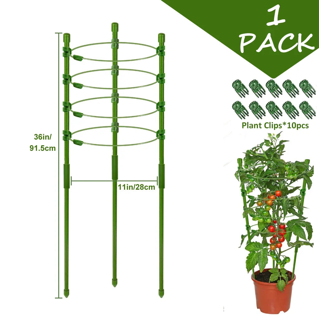 GrowFlex Tower | Höhenverstellbare Pflanzenstütze für Kletterpflanzen | Mit Clips & Anpassungsringe | Für Tomaten, Gurken & Blumen