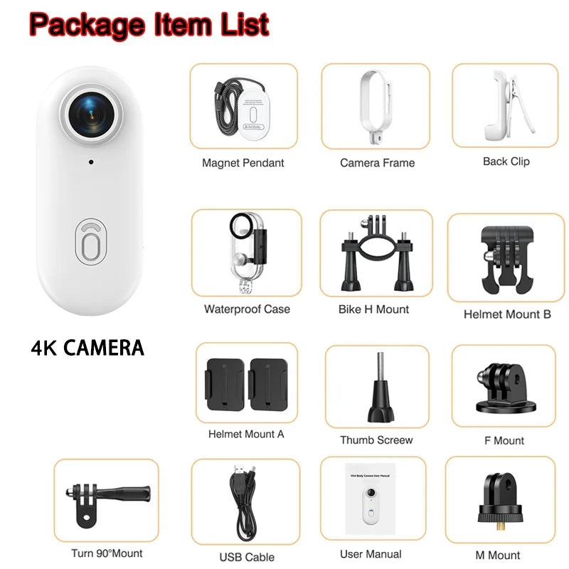 ActionCam Mini | 4K Sport- & Bodycam | Magnetisch Befestigbar & Wasserdicht | Kompakt und Leicht