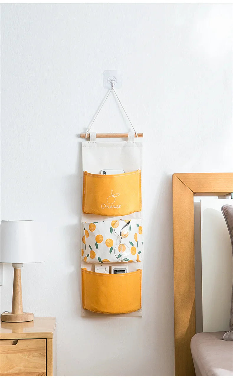 WallSavvy Wandorganizer | Hängeaufbewahrung ohne Bohren | 3 oder 7 Taschen aus Baumwoll-Leinen
