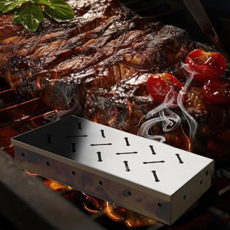GrillMora Räucherbox | Edelstahl | Für Holzkohle & Gasgrill | Intensives Raucharoma