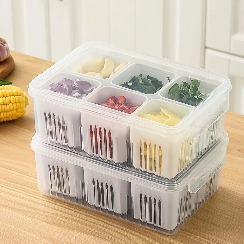 FreshKeeper | Frischhaltebox für Kühlschrank | Mit Feuchtigkeitskontrolle & Herausnehmbaren Fächern