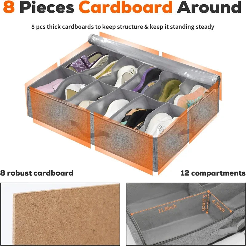 Subvento Unterbett Organizer | Faltbar & Staubfrei | Mit Sichtfenster & Griffen | Hellgrau  html Copy Edit