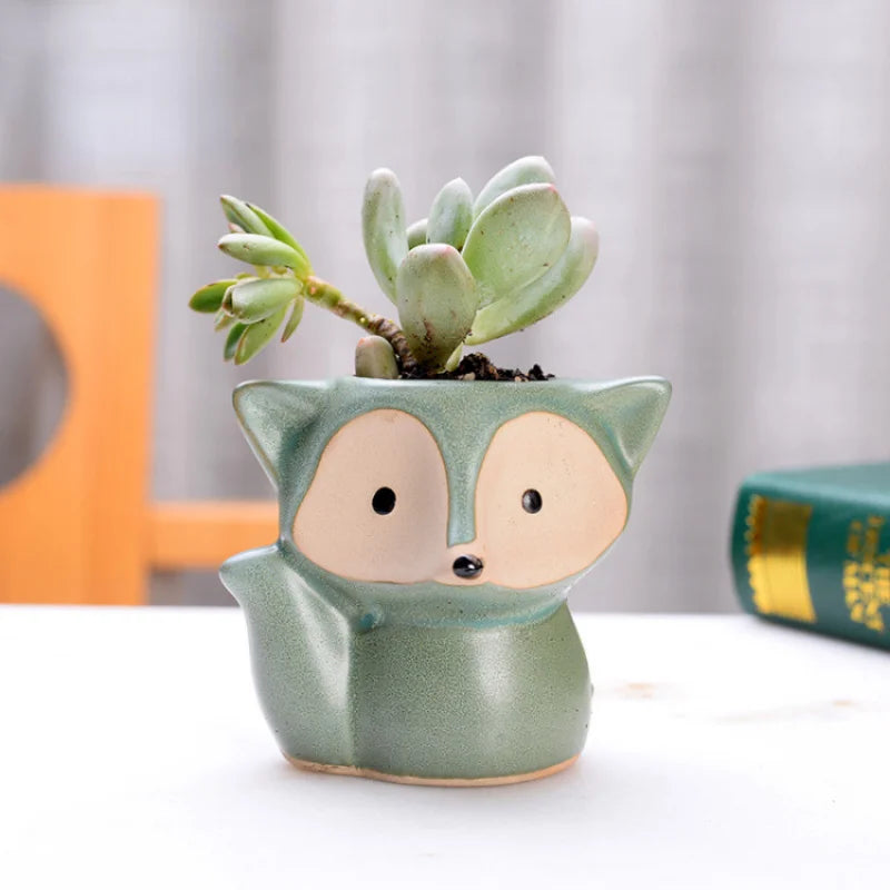 BloomTail | Handgefertigter Keramik-Pflanztopf | Tierisches Design | Für Sukkulenten & Mini-Bonsai