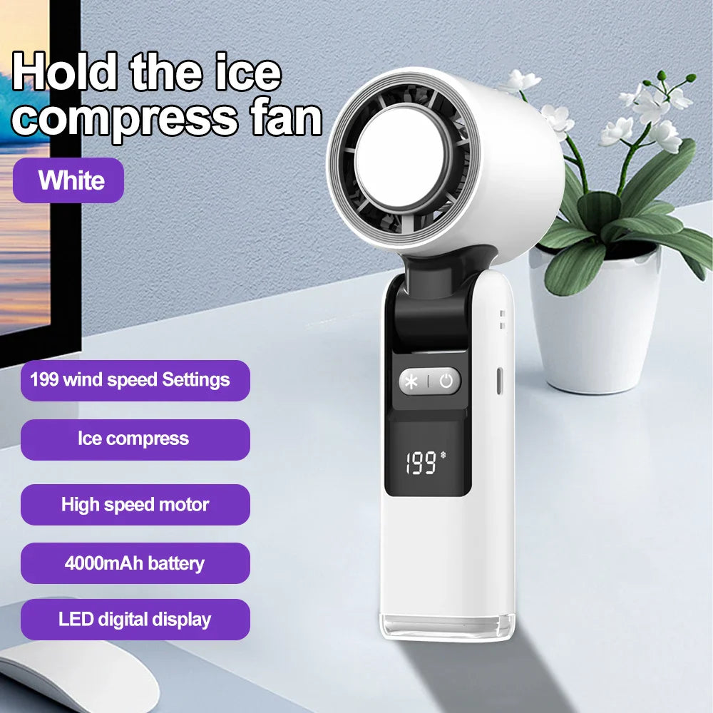Airivo Ventilator 199 | Tragbar & LED-Display | Mit Kaltluftmodus & 199 Stufen | Für Hals, Tisch & Reise
