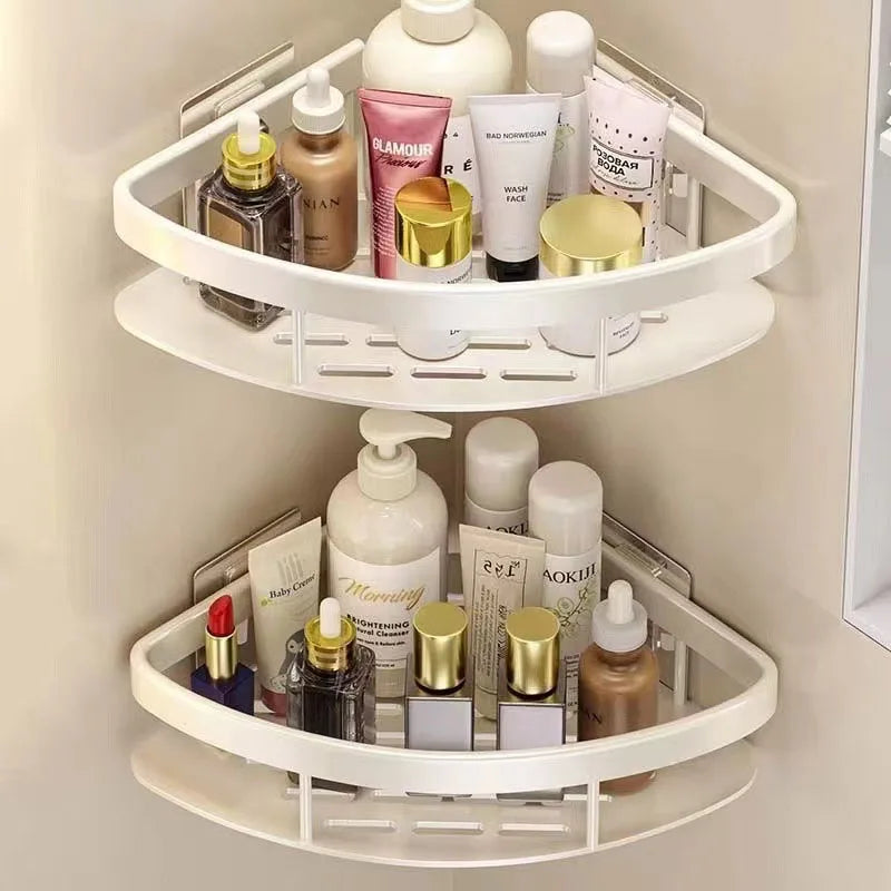 CornerLux | Eck-Duschablage ohne Bohren | Rostfrei & Platzsparend | Für Shampoo, Seifen & Badaccessoires