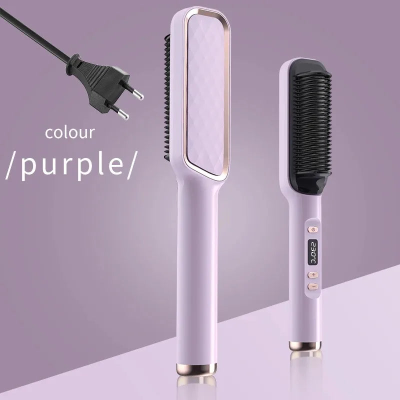SmoothPro Haarglättungsbürste | LED-Temperaturanzeige & Anti-Verbrüh-Schutz | 360° drehbares Kabel