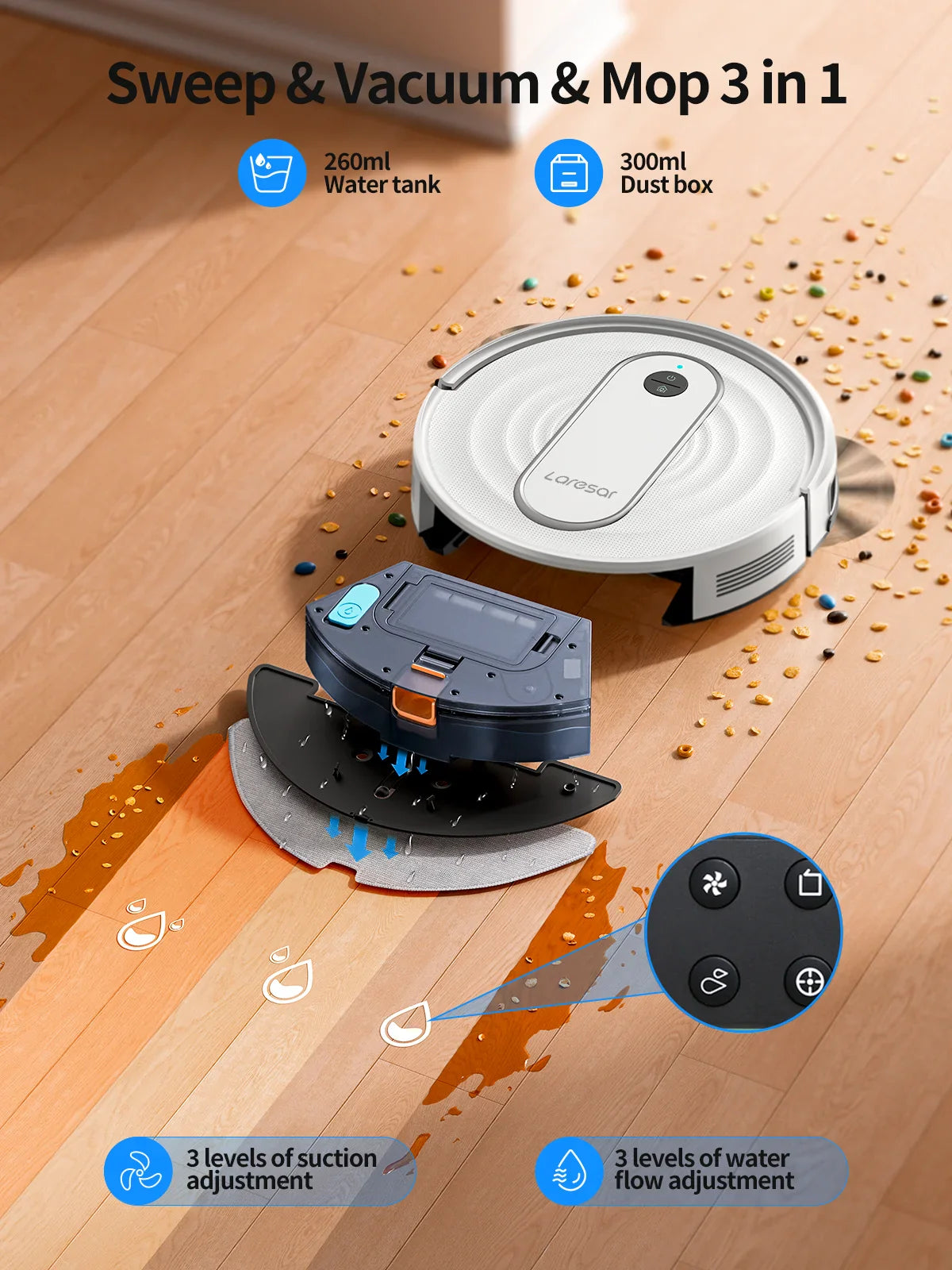 SmartClean P10 | 2-in-1 Saug- und Wischroboter | Gyroskop Navigation | App Steuerung
