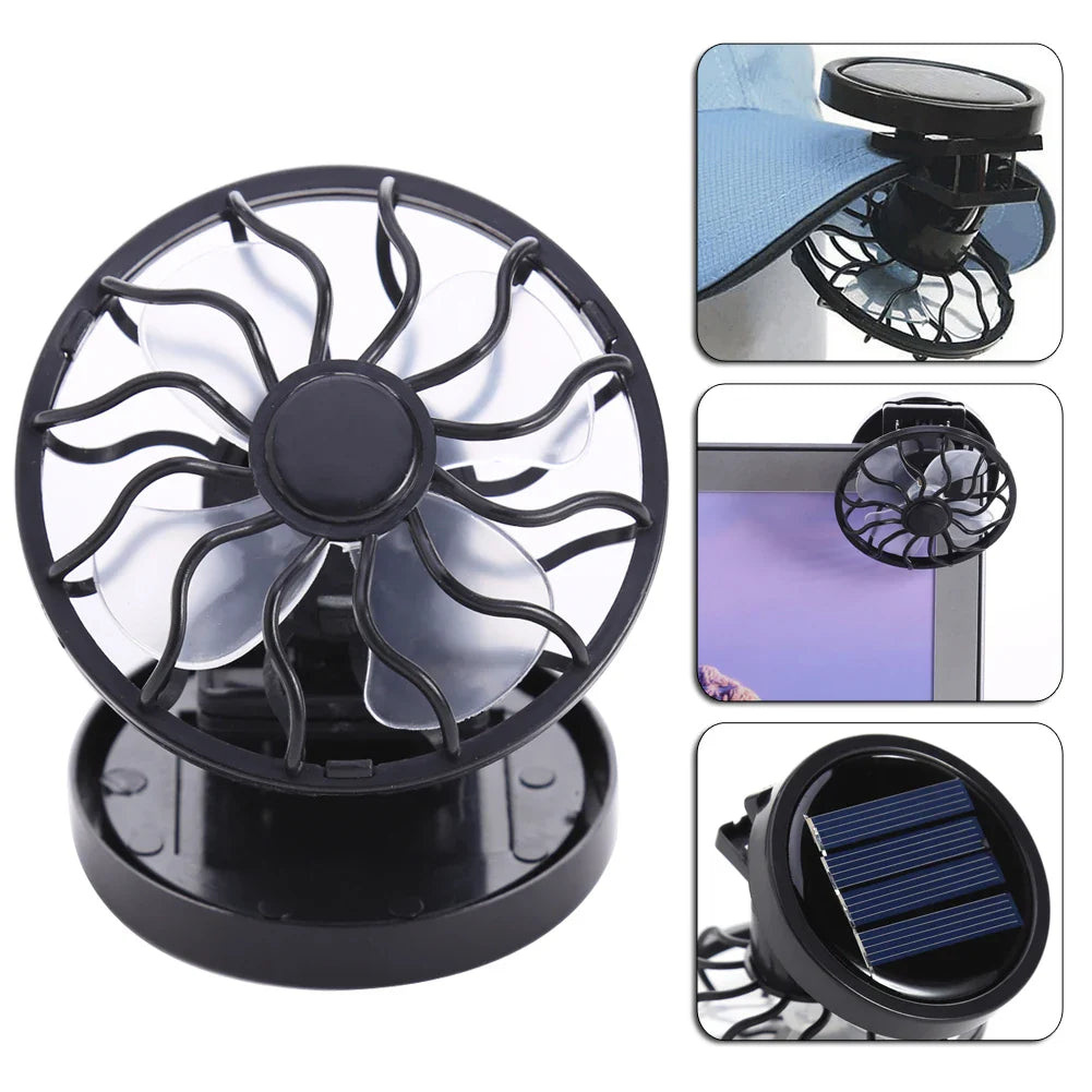 SunBreeze ClipVentilator | Solarbetrieben & Tragbar | Ohne Akku | Mit Cliphalterung