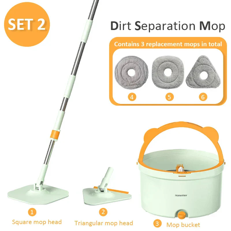 Cleaniva SpinMop | Hygienischer Wischmopp | 360° Rotation & Schmutzwassertrennung | Mikrofaser