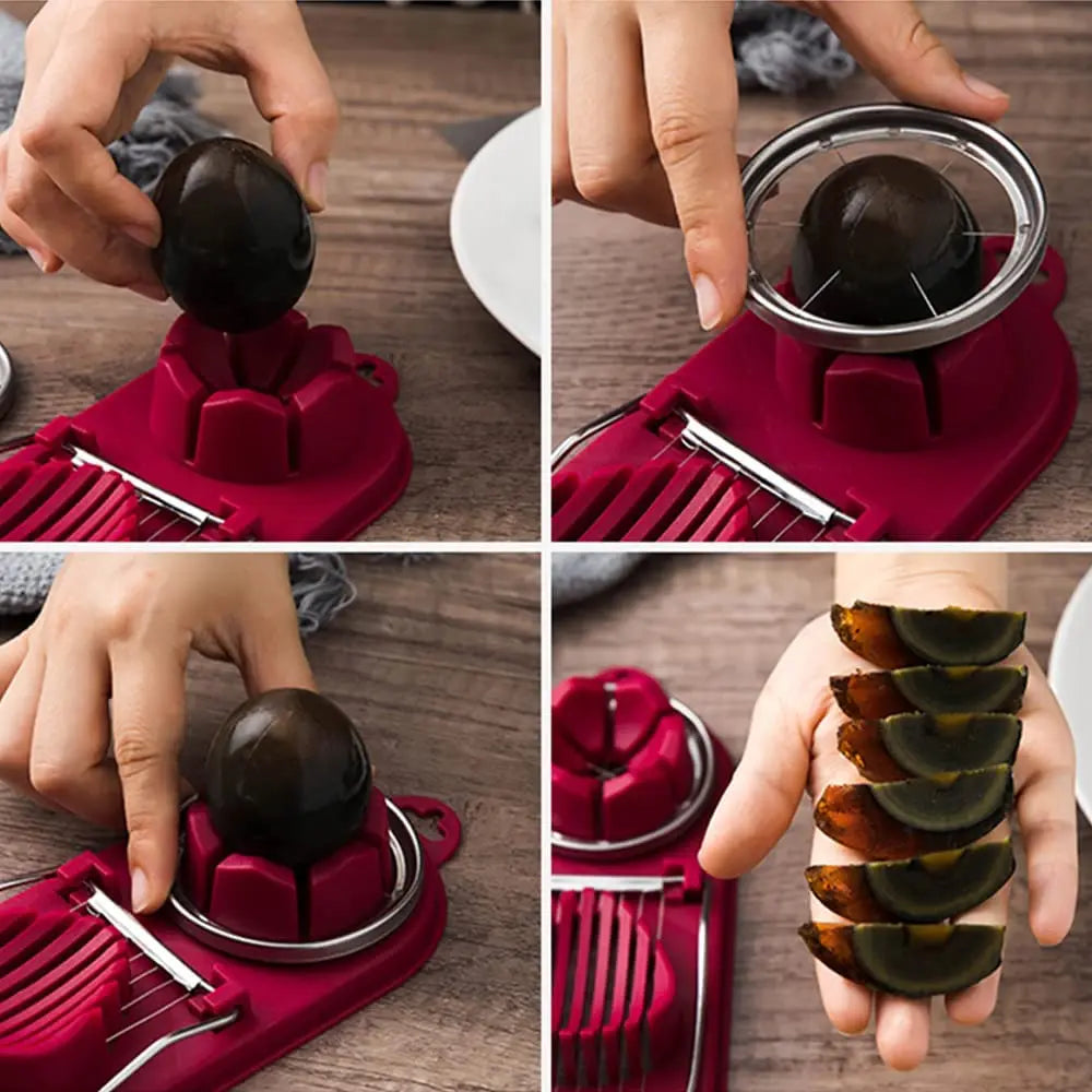 Egglisse Pro | 2-in-1 Eierschneider | Perfekte Scheiben & Streifen | Edelstahl & Rutschfester Griff | Für Eier, Obst & Käse