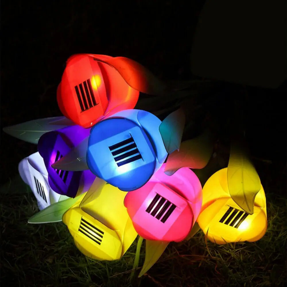 FloraRay Solar-Tulpenlicht | Romantisches Gartendekor | LED Blume mit Lichtsensor | Kabellos & Wetterfest | Für Beete, Wege & Balkon