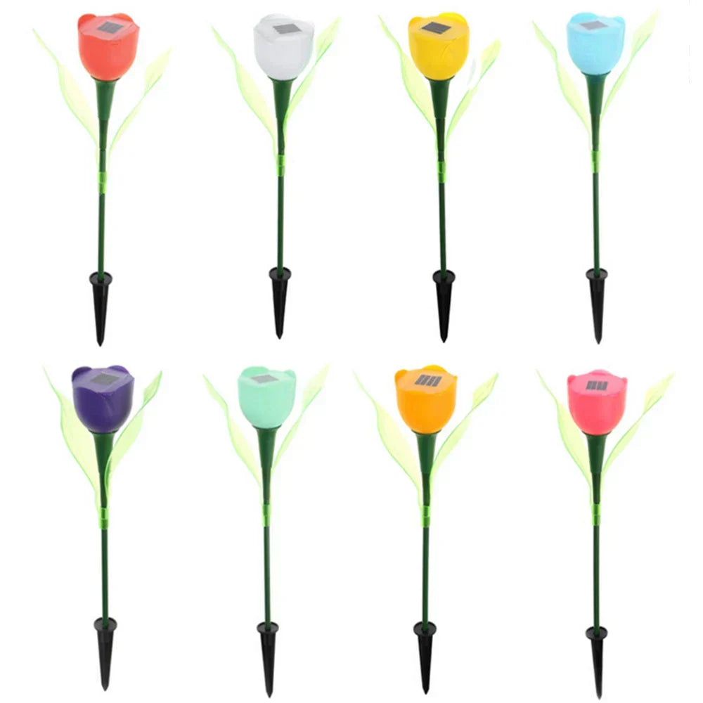 FloraRay Solar-Tulpenlicht | Romantisches Gartendekor | LED Blume mit Lichtsensor | Kabellos & Wetterfest | Für Beete, Wege & Balkon