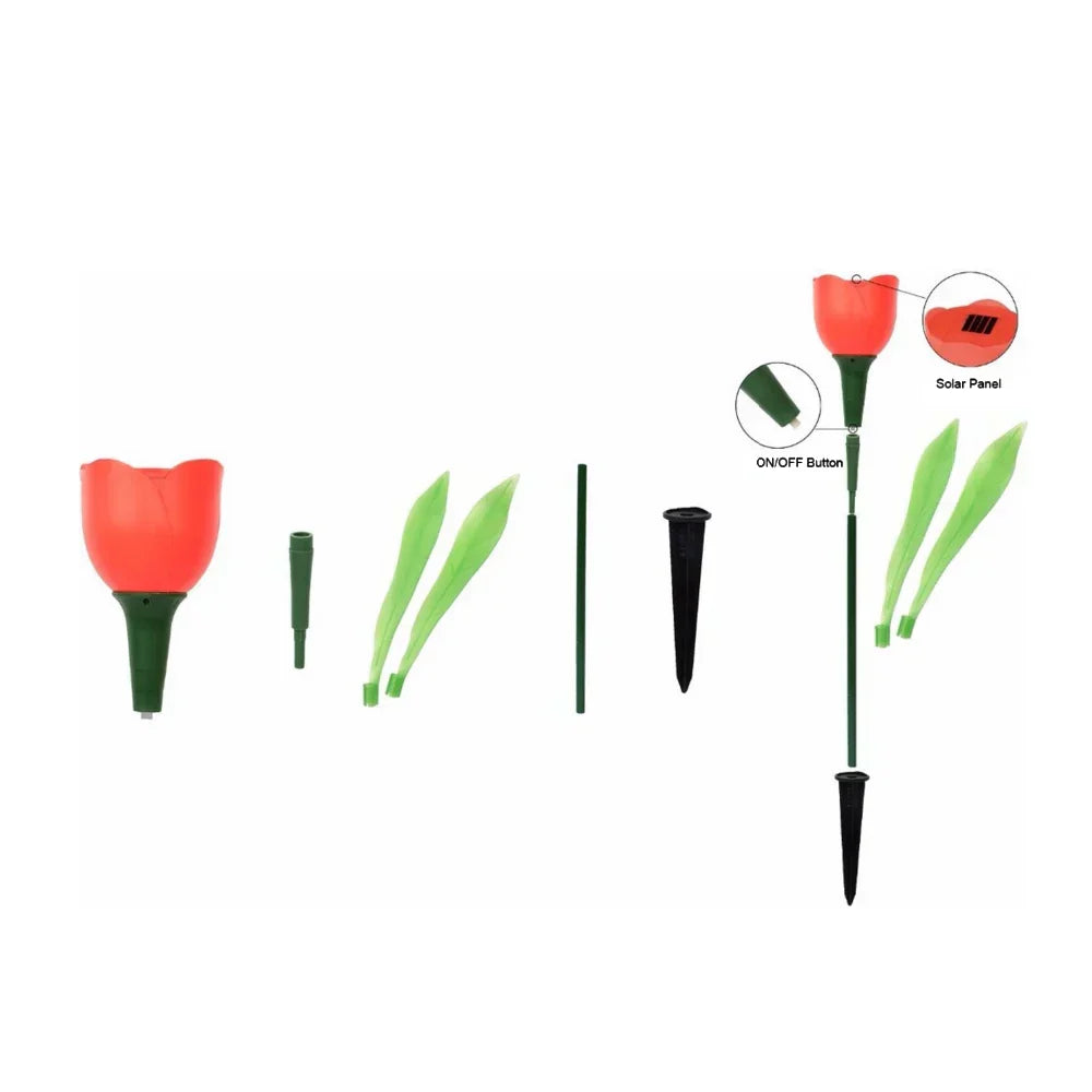 FloraRay Solar-Tulpenlicht | Romantisches Gartendekor | LED Blume mit Lichtsensor | Kabellos & Wetterfest | Für Beete, Wege & Balkon