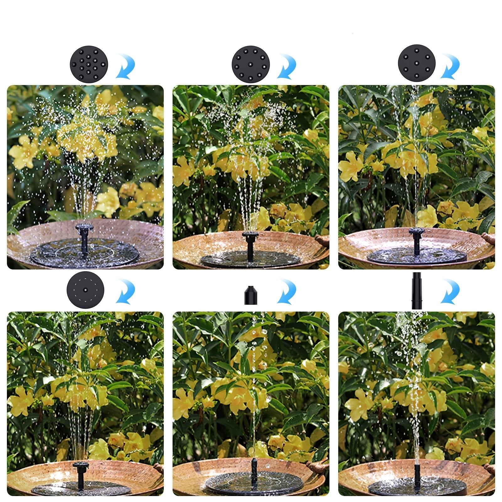 WaterGlow – Solarbrunnen mit LED & 4 Wasserstrahlmustern!