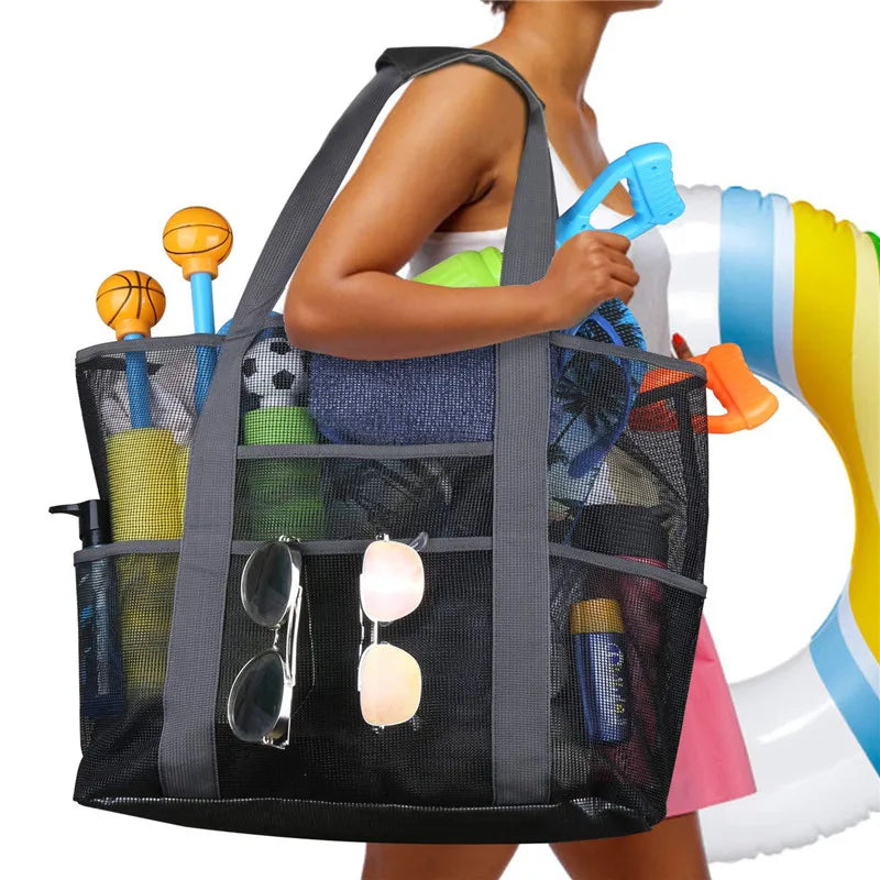 MarinaWave | Große Strandtasche | Wasserabweisend | 8 Außentaschen