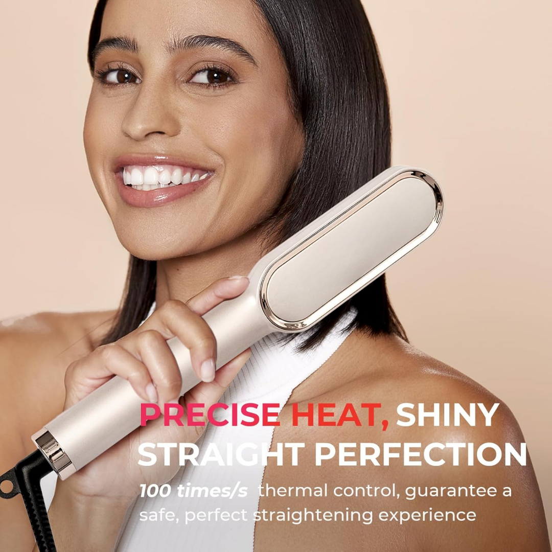 SleekEase | Elektrische Haarglättbürste | 5 Hitzestufen | Schnell Aufgeheizt in 20 Sek. | Anti-Frizz & Kompakt für Reisen