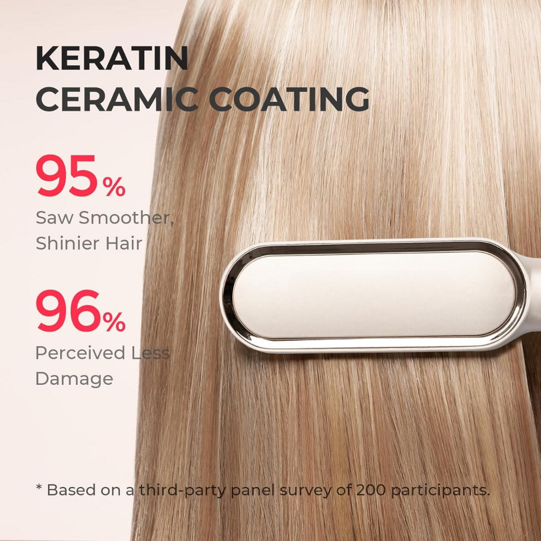 SleekEase | Elektrische Haarglättbürste | 5 Hitzestufen | Schnell Aufgeheizt in 20 Sek. | Anti-Frizz & Kompakt für Reisen