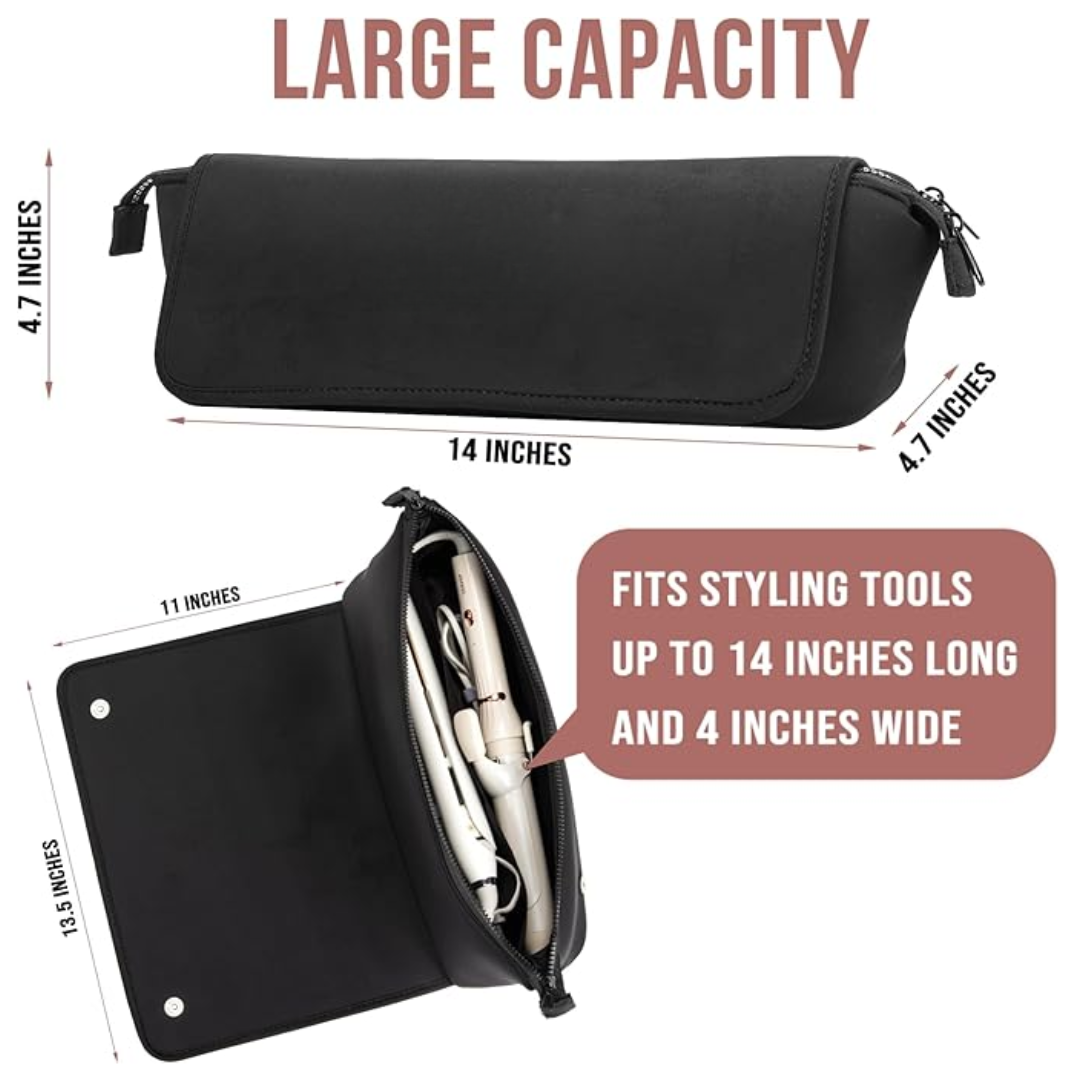 GlamCarry | 2-in-1 Haartool-Tasche mit Hitzebeständiger Matte | Kompakter Organizer für Glätteisen & Lockenstab