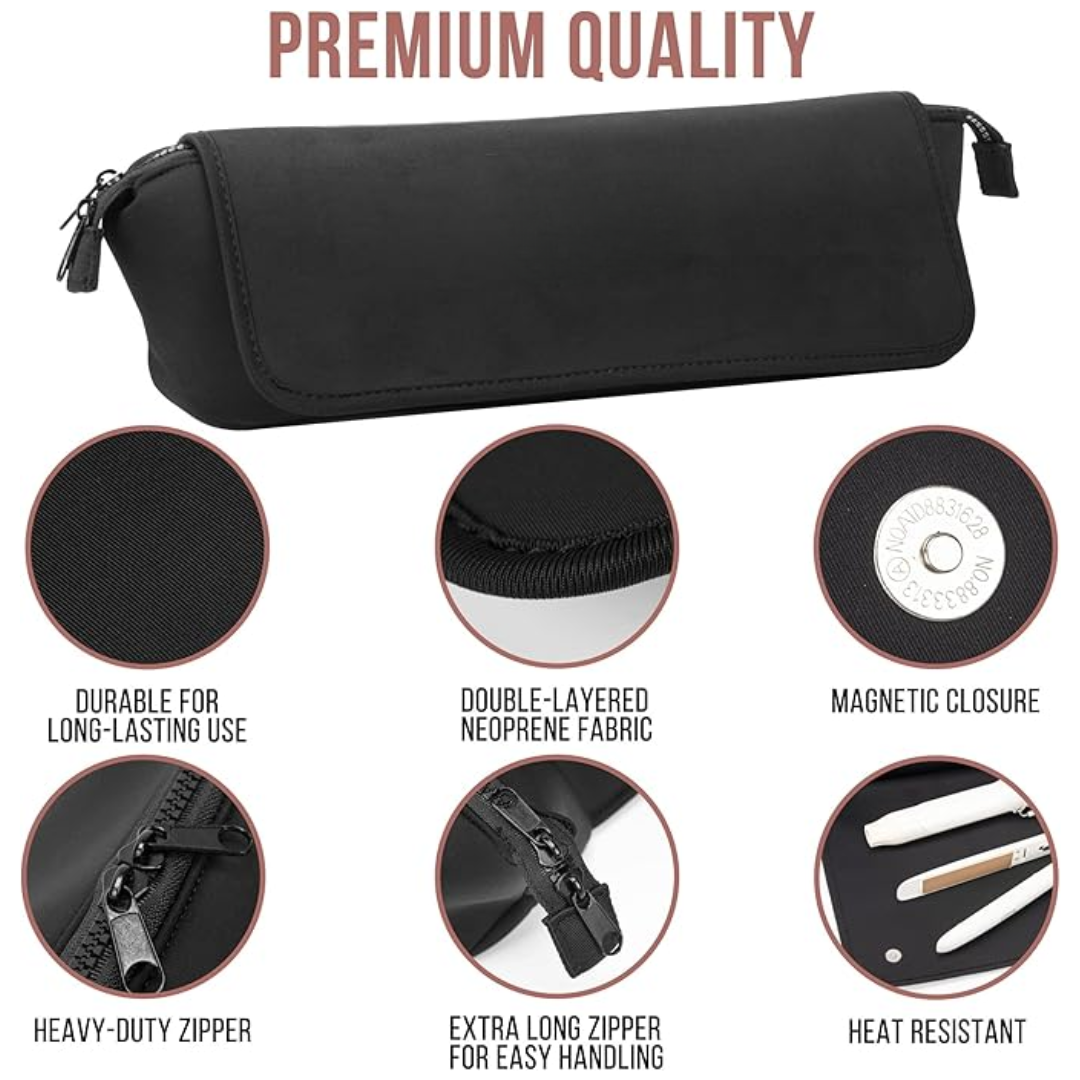 GlamCarry | 2-in-1 Haartool-Tasche mit Hitzebeständiger Matte | Kompakter Organizer für Glätteisen & Lockenstab