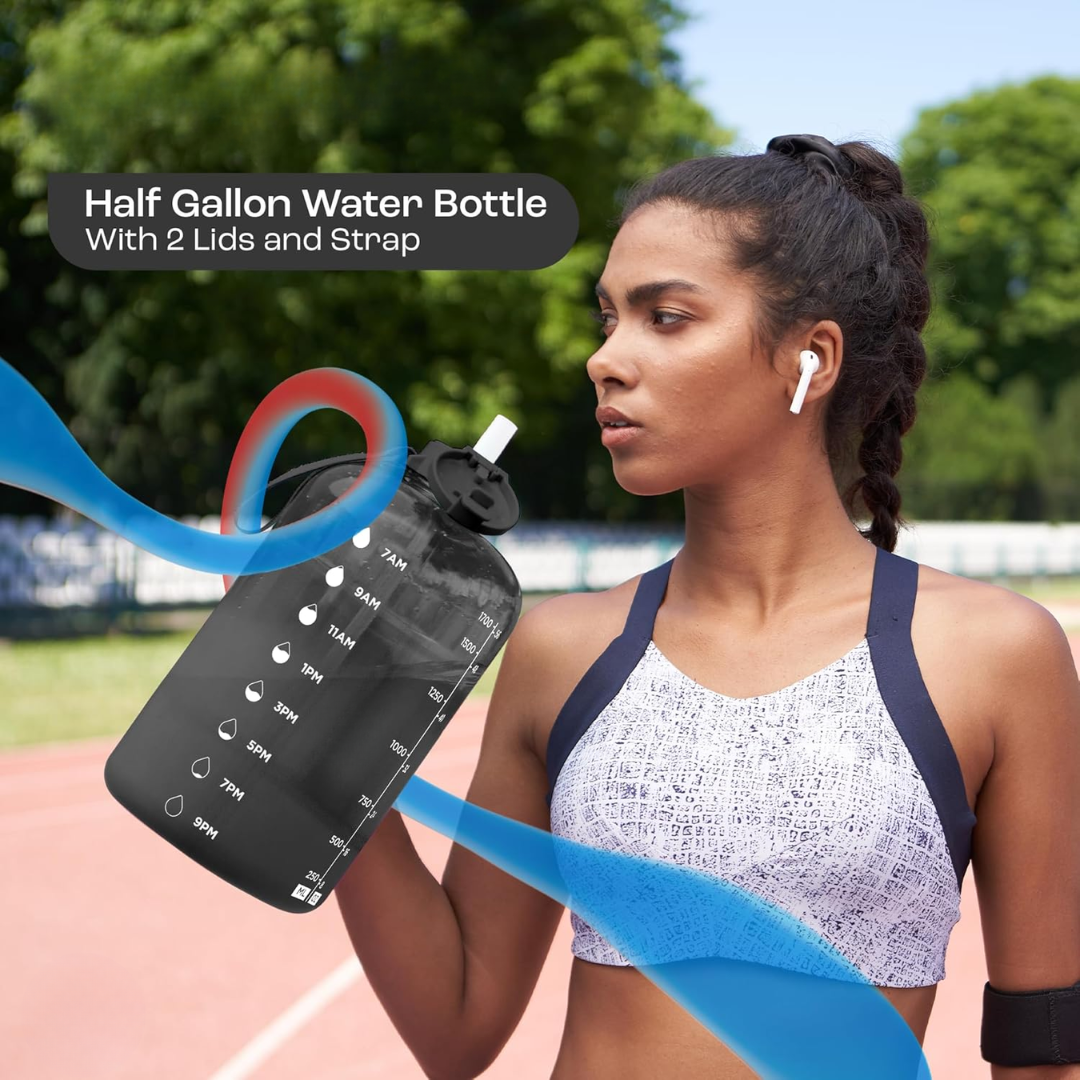 HydroTrack AquaBottle | 2L Trinkflasche | Mit Zeitmarkierungen & Auslaufsicher | BPA-frei