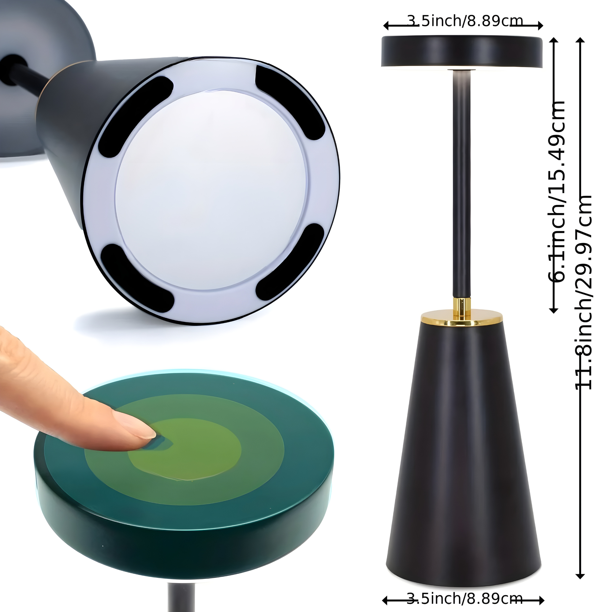 Solara LED Tischlampe | Kabellos & Wiederaufladbar | Touch-Dimmbar | Modernes Design | Schwarz oder Weiß