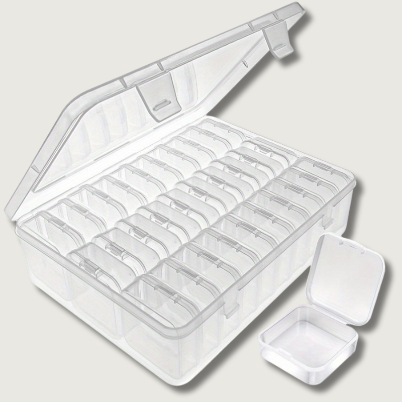BeadBoxx | Organizer-Set | 30 transparente Mini-Boxen, kompakt & mobil | Für Perlen, Schmuck & Bastelzubehör