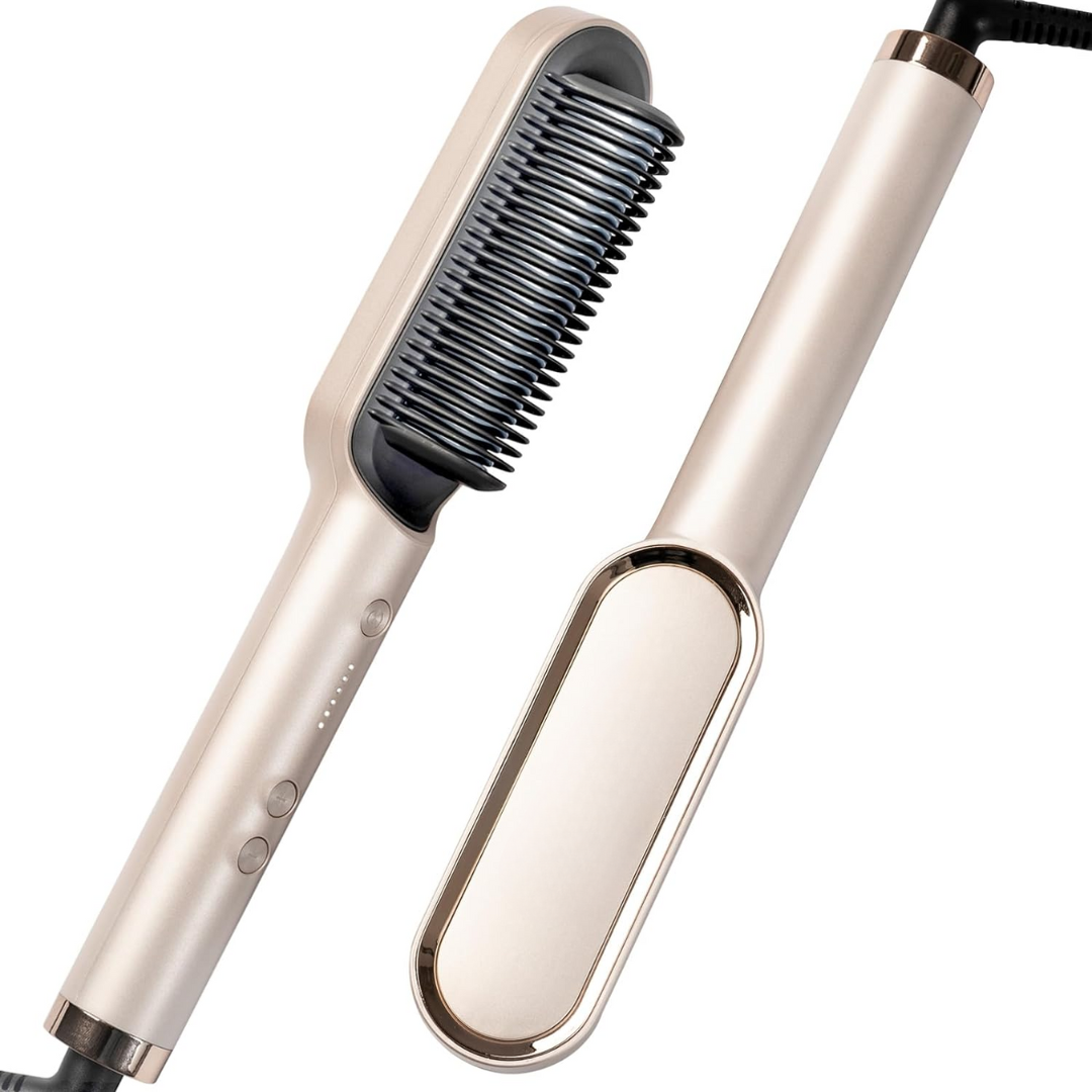 SleekEase | Elektrische Haarglättbürste | 5 Hitzestufen | Schnell Aufgeheizt in 20 Sek. | Anti-Frizz & Kompakt für Reisen