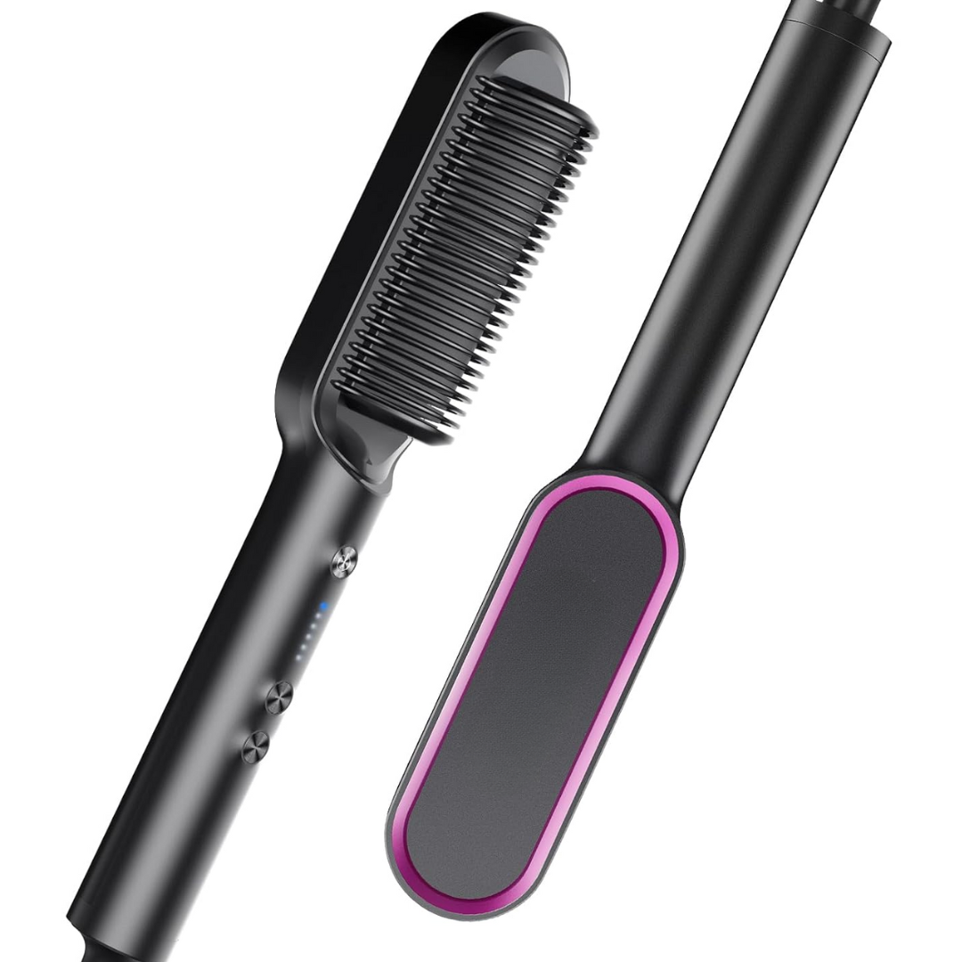 SleekEase | Elektrische Haarglättbürste | 5 Hitzestufen | Schnell Aufgeheizt in 20 Sek. | Anti-Frizz & Kompakt für Reisen