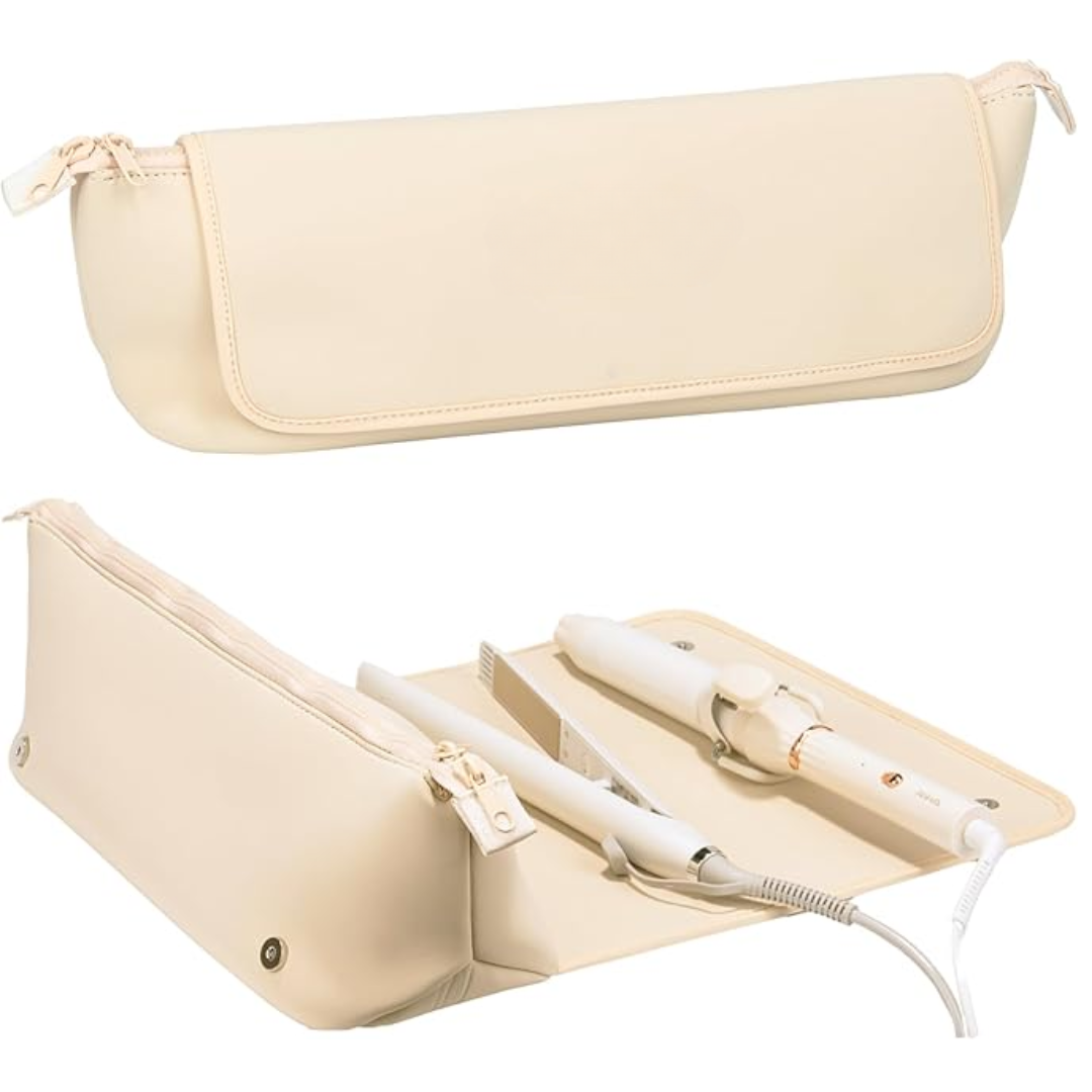 GlamCarry | 2-in-1 Haartool-Tasche mit Hitzebeständiger Matte | Kompakter Organizer für Glätteisen & Lockenstab