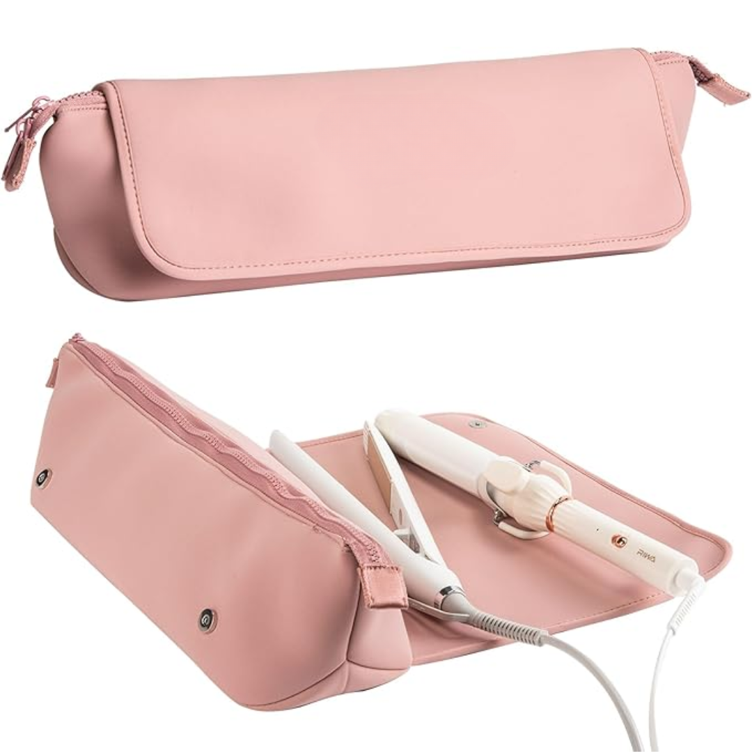 GlamCarry | 2-in-1 Haartool-Tasche mit Hitzebeständiger Matte | Kompakter Organizer für Glätteisen & Lockenstab