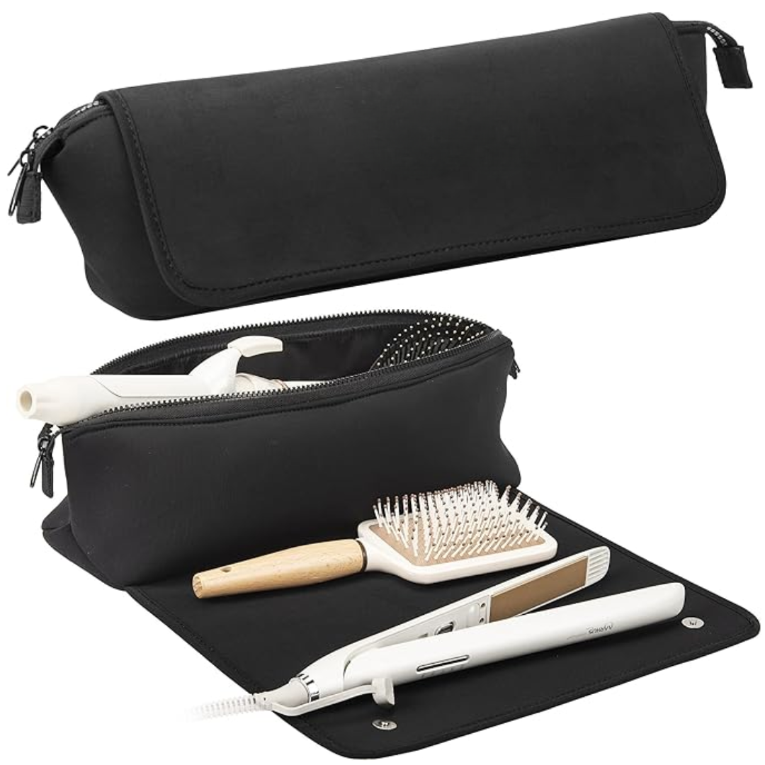 GlamCarry | 2-in-1 Haartool-Tasche mit Hitzebeständiger Matte | Kompakter Organizer für Glätteisen & Lockenstab