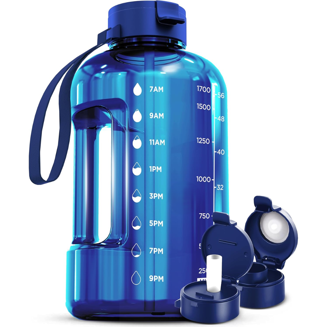 HydroTrack AquaBottle | 2L Trinkflasche | Mit Zeitmarkierungen & Auslaufsicher | BPA-frei