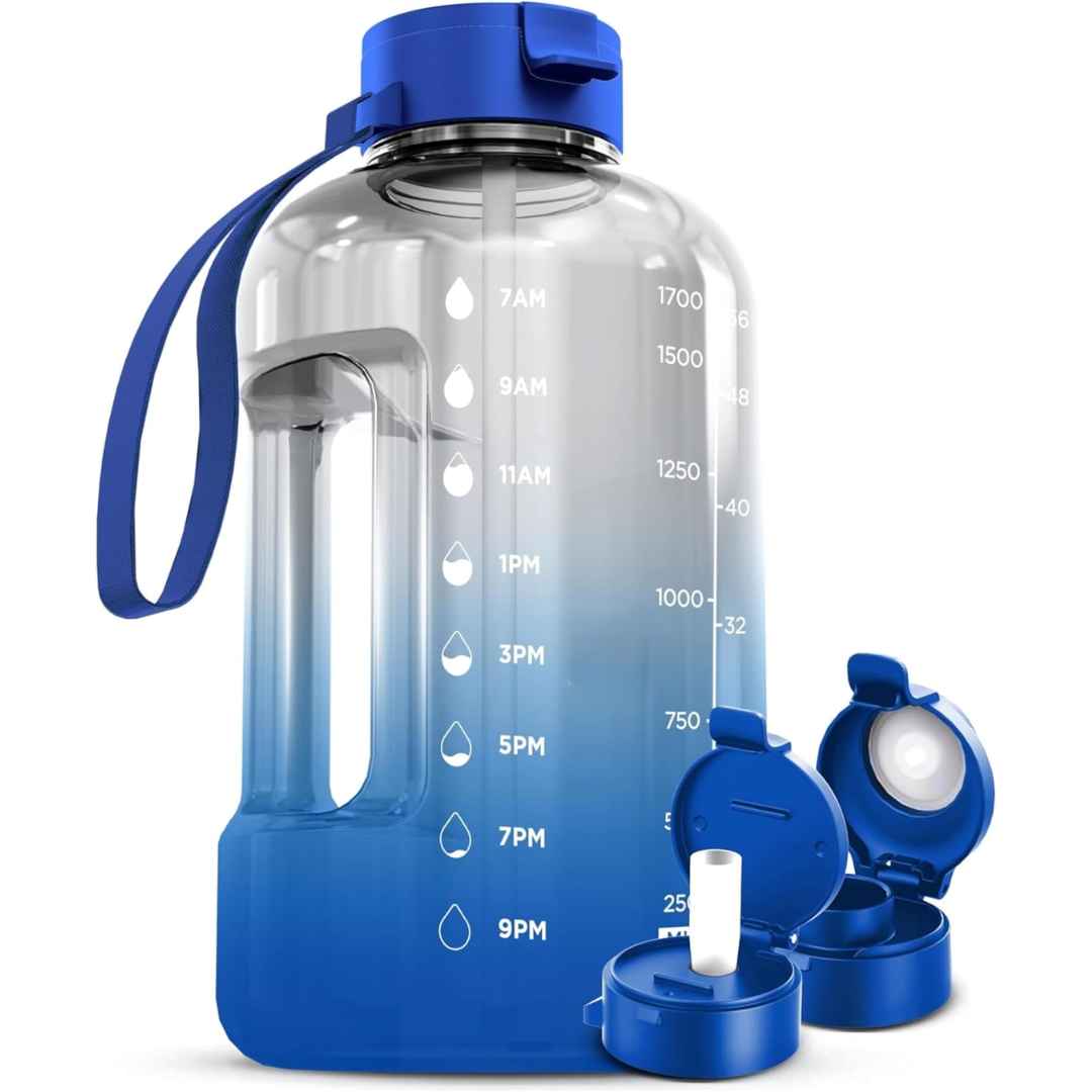 HydroTrack AquaBottle | 2L Trinkflasche | Mit Zeitmarkierungen & Auslaufsicher | BPA-frei