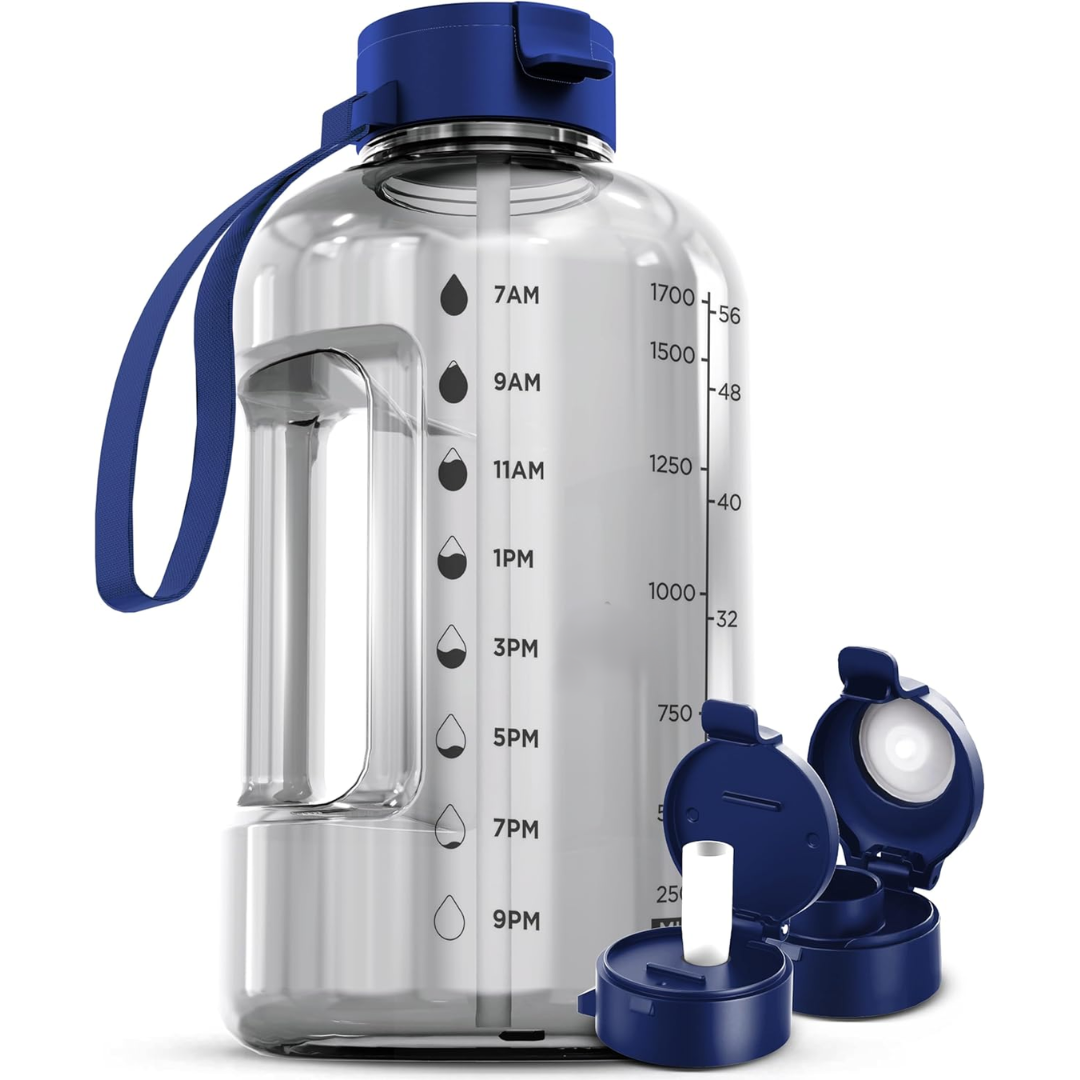 HydroTrack AquaBottle | 2L Trinkflasche | Mit Zeitmarkierungen & Auslaufsicher | BPA-frei
