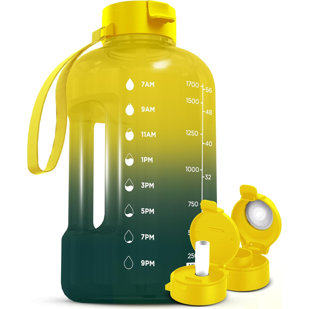 HydroTrack AquaBottle | 2L Trinkflasche | Mit Zeitmarkierungen & Auslaufsicher | BPA-frei