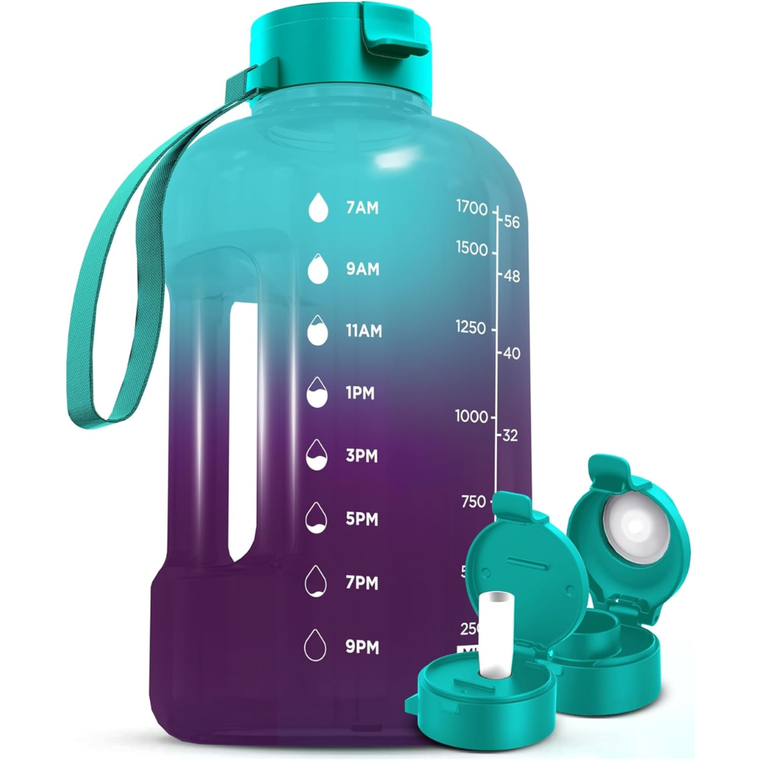 HydroTrack AquaBottle | 2L Trinkflasche | Mit Zeitmarkierungen & Auslaufsicher | BPA-frei