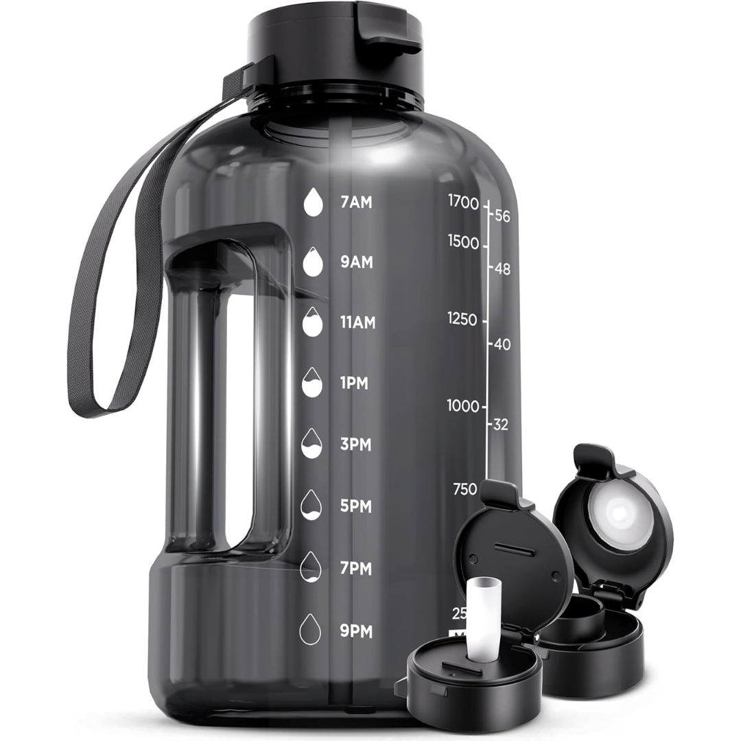 HydroTrack AquaBottle | 2L Trinkflasche | Mit Zeitmarkierungen & Auslaufsicher | BPA-frei