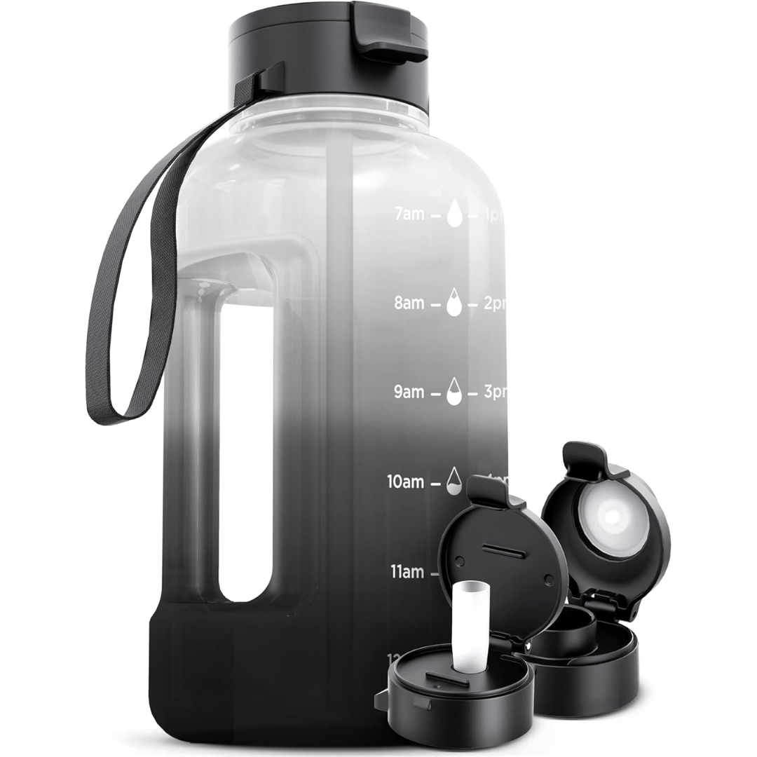 HydroTrack AquaBottle | 2L Trinkflasche | Mit Zeitmarkierungen & Auslaufsicher | BPA-frei