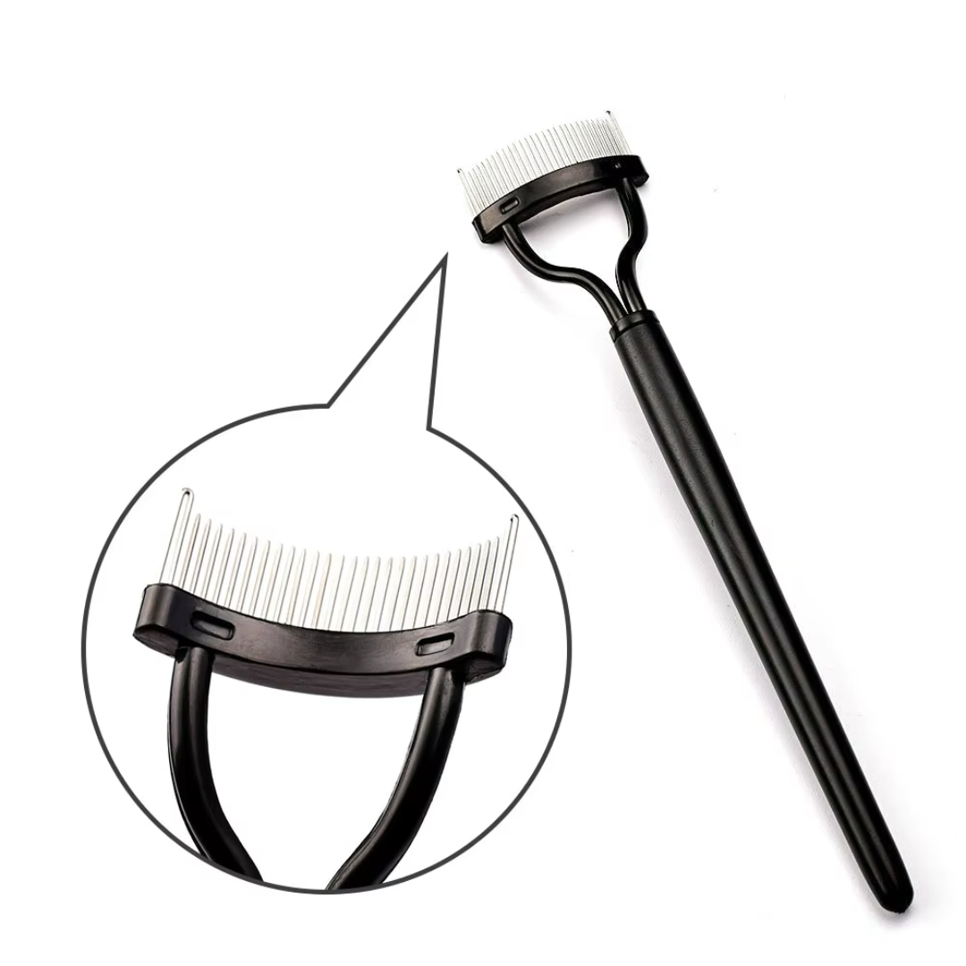 LashPerfection Wimpernkamm & Mascara-Bürstchen | Klümpchenfreie Anwendung | Ergonomisch Gebogen | Mit Schutzkappe