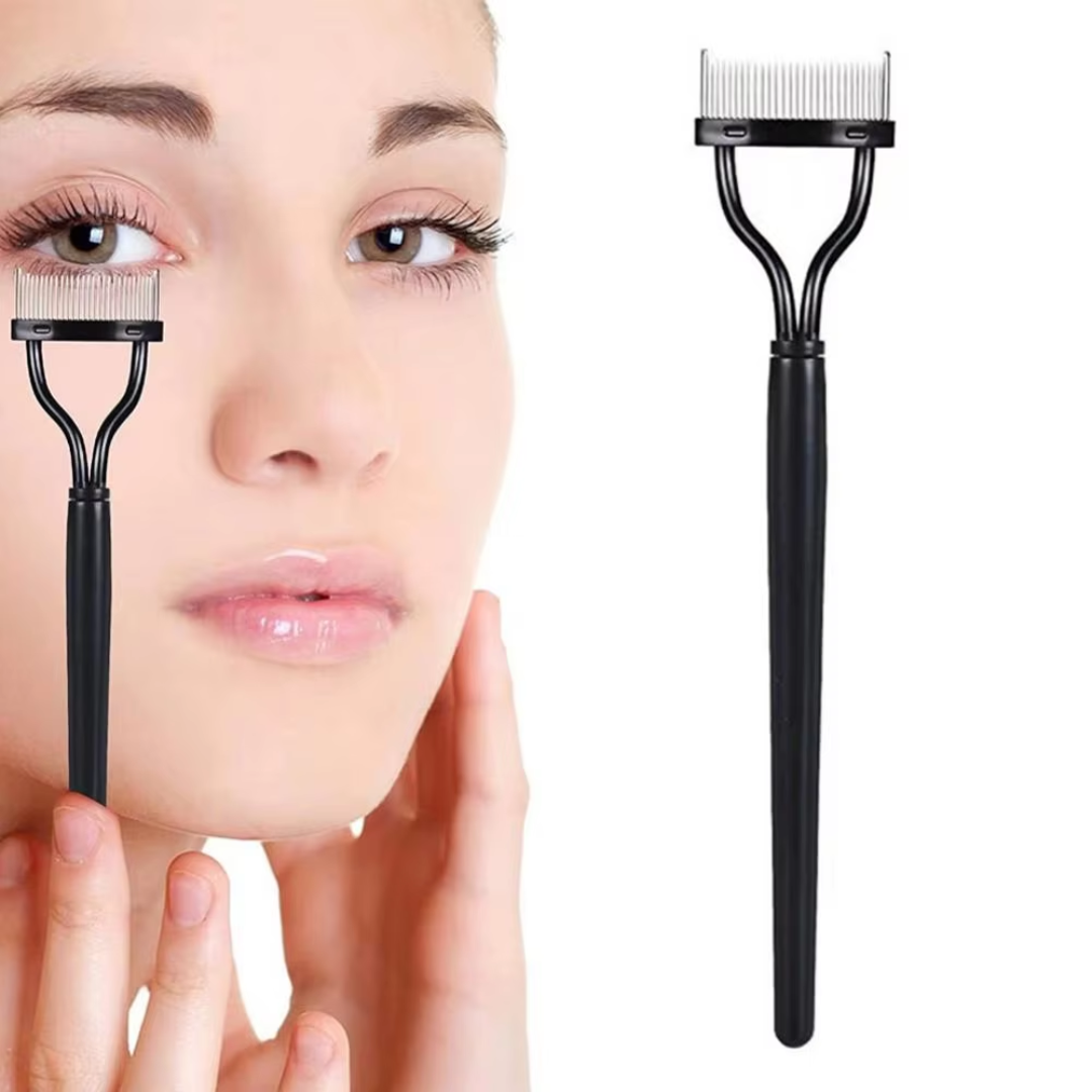LashPerfection Wimpernkamm & Mascara-Bürstchen | Klümpchenfreie Anwendung | Ergonomisch Gebogen | Mit Schutzkappe