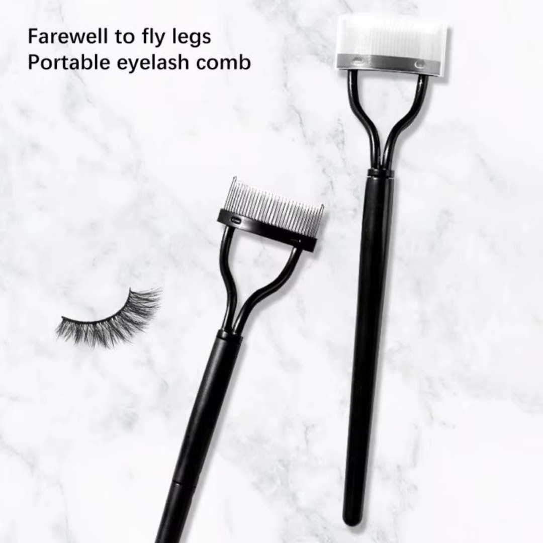LashPerfection Wimpernkamm & Mascara-Bürstchen | Klümpchenfreie Anwendung | Ergonomisch Gebogen | Mit Schutzkappe